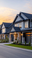 Obraz premium Luxury Homes at Sunset Contemporary Architecture