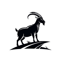 goat,goat face silhouette logo vector line art logo design