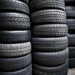 Obraz premium Stack of Used Car Tires