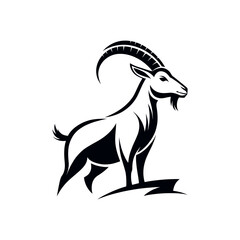 goat,goat face silhouette logo vector line art logo design