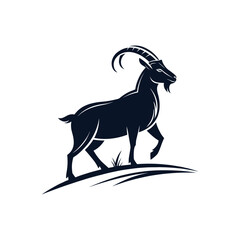 goat,goat face silhouette logo vector line art logo design