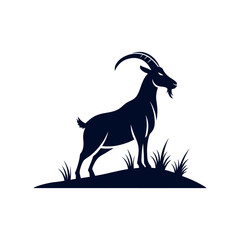 goat,goat face silhouette logo vector line art logo design