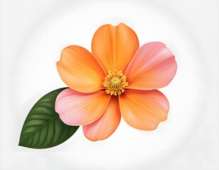 Obraz premium Peach Blossom with Green Leaf
