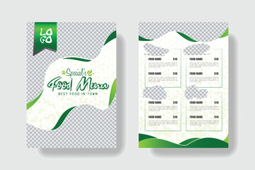 Creative restaurant food menu double sided A4 template.