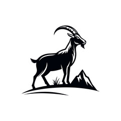 goat,goat face silhouette logo vector line art logo design