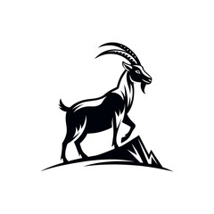 goat,goat face silhouette logo vector line art logo design