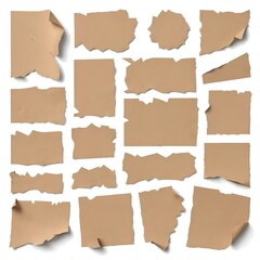 Torn Brown Paper Pieces, Scrap Set, Texture Collection