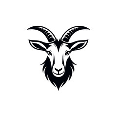 goat,goat face silhouette logo vector line art logo design