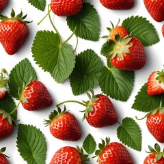 Fresh Strawberries with Green Leaves