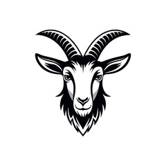 goat,goat face silhouette logo vector line art logo design