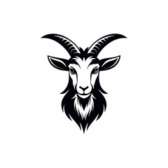 goat,goat face silhouette logo vector line art logo design