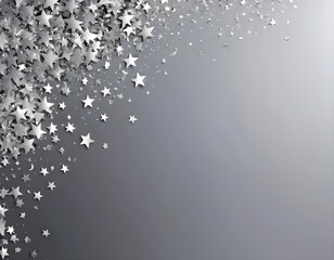 Silver Star Confetti Border on Gray Background