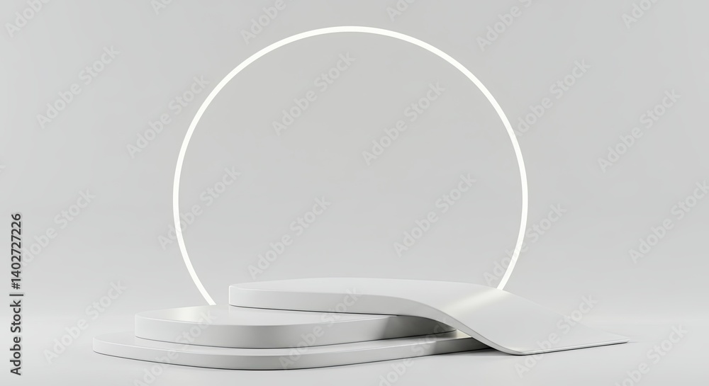 Poster a white structure with a white circle in the middle