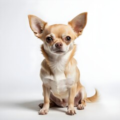 Obraz premium Adorable Chihuahua Puppy Sitting on White Background