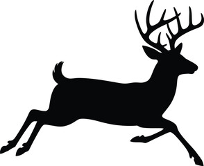 Deer Silhouette Vector Illustration – Jumping Stag Icon Design