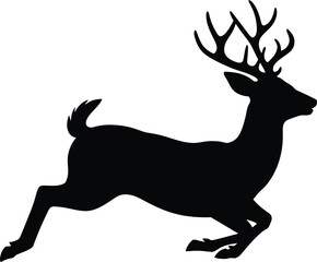 Jumping Deer Silhouette, Wildlife Vector Illustration