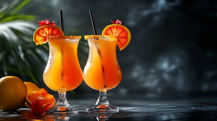 refreshing tropical cocktails with citrus and fruit garnishes showcasing a vibrant summer drink concept ideal for poolside parties and enjoying a chilled exotic beverage