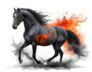 Obraz premium Fiery Black Stallion