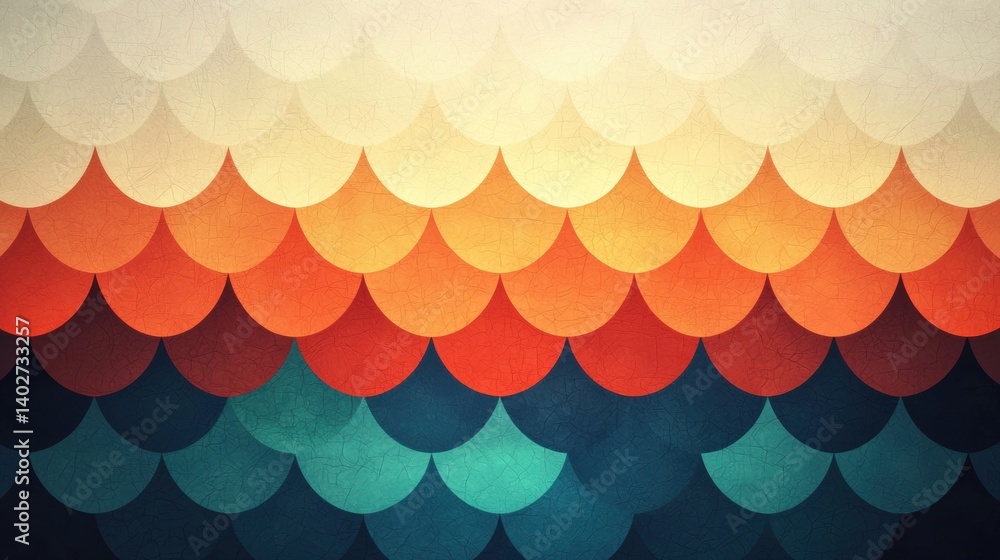 Poster a vibrant abstract pattern of overlapping circles in warm and cool colors.