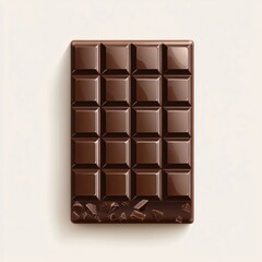 Fototapeta premium A dark rich chocolate bar with shiny, smooth surface and small square segments, isolated white background