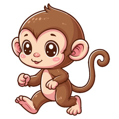 Obraz premium A playful and adorable vector illustration of a cute little monkey, featuring expressive eyes, a cheerful smile, and a fun pose. Perfect for children's designs, educational materials, stickers