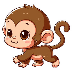 Fototapeta premium A playful and adorable vector illustration of a cute little monkey, featuring expressive eyes, a cheerful smile, and a fun pose. Perfect for children's designs, educational materials, stickers