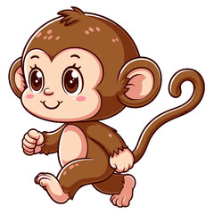 Obraz premium A playful and adorable vector illustration of a cute little monkey, featuring expressive eyes, a cheerful smile, and a fun pose. Perfect for children's designs, educational materials, stickers