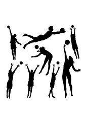 Beach volleyball exercise silhouettes