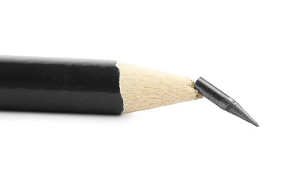 One broken graphite pencil isolated on white