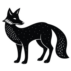 Black Fox Illustration: Stylized Animal Graphic, Elegant Silhouette Design, Wildlife Art Print, Vector Image, Nature Inspired Decor