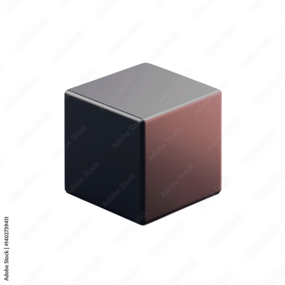 Aufkleber glossy 3d rendered cube with rounded edges on black background abstract geometric minimalist design