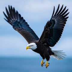 Obraz premium Bald eagle in flight image, AI Generator.