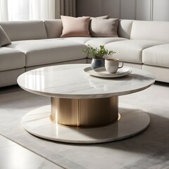 Modern Marble and Gold Coffee Table in Living Room