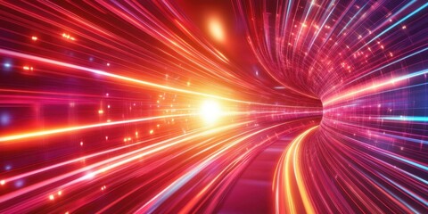 Obraz premium An abstract visualization of a futuristic tunnel with fast flowing lights