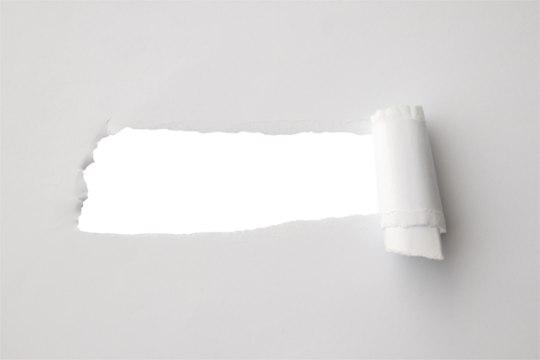 White torn paper rolled edge with space isolated on white background - Powered by Adobe