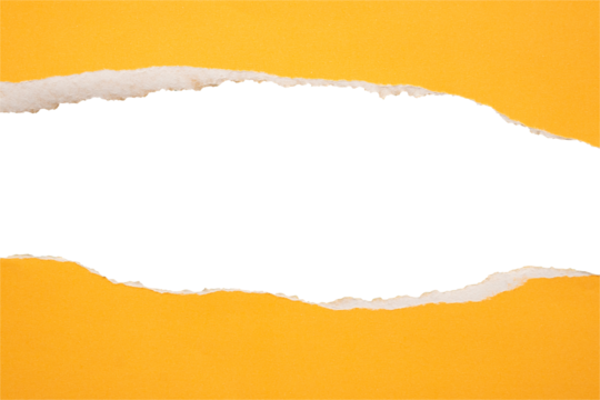 Yellow ripped paper torn edges strips isolated on white background