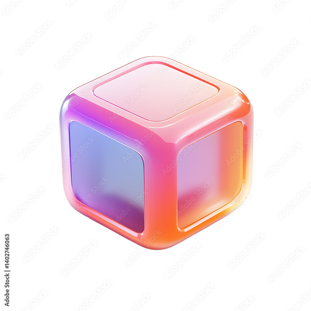 Poster gradient color abstract cube 3d rendered on black background for contemporary design and marketing m