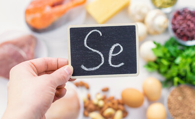 Foods contain selenium food. Selective focus.