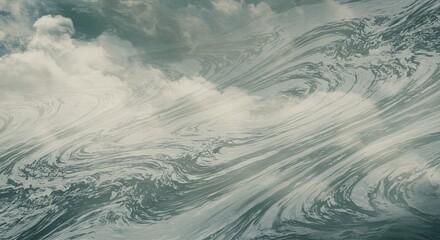 Obraz premium A blurry image of a wave with a cloudy sky in the background