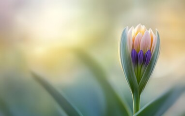 Fototapeta premium Soft Pastel Flower Bud Blooming in Sunlight