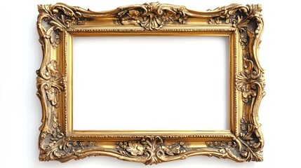 Ornate gold frame, isolated, white background, mockup, design (1)