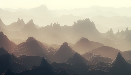 Misty Mountain Range Dawn