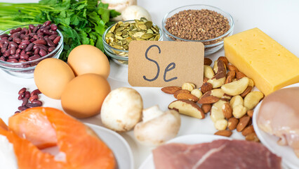 Foods contain selenium food. Selective focus.