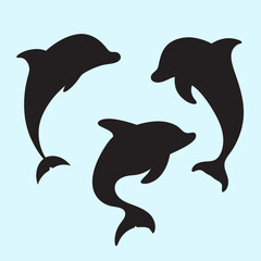 Dolphin Silhouette Vector Set Minimal Collection.