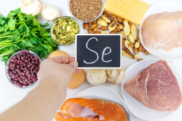 Foods contain selenium food. Selective focus.
