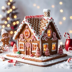 Gingerbread House with Christmas Lights