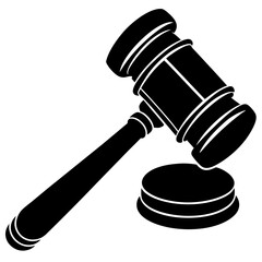 a clean black silhouette of a gavel icon