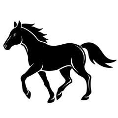 Obraz premium a horse galloping design silhouette vector illustration black and white with white background