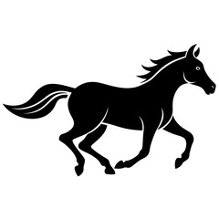 Obraz premium a horse galloping design silhouette vector illustration black and white with white background