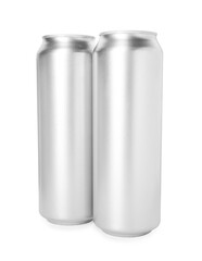 Two blank tin cans isolated on white